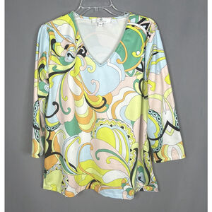 Jean-Pierre Klifa Top Womens XL Multicolor Paisley Tunic Retro Resort‎ Cruise